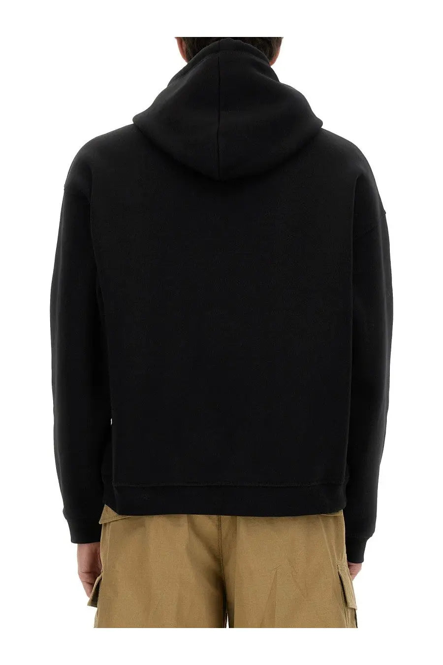 Dsquared2 men’s black hooded sweatshirt with relaxed fit and ribbed cuffs made from comfortable material