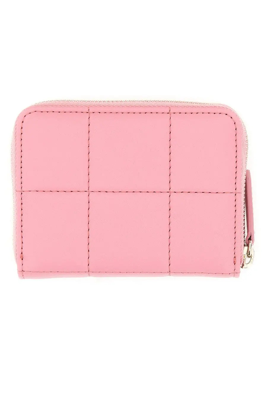 Pink quilted leather wallet with gold-toned zipper pull for dsquared2 women in blue product line