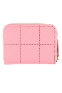 Pink quilted leather wallet with gold-toned zipper pull for dsquared2 women in blue product line