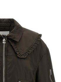 Ganni Duchesse Nylon Bomber Jacket Brown
