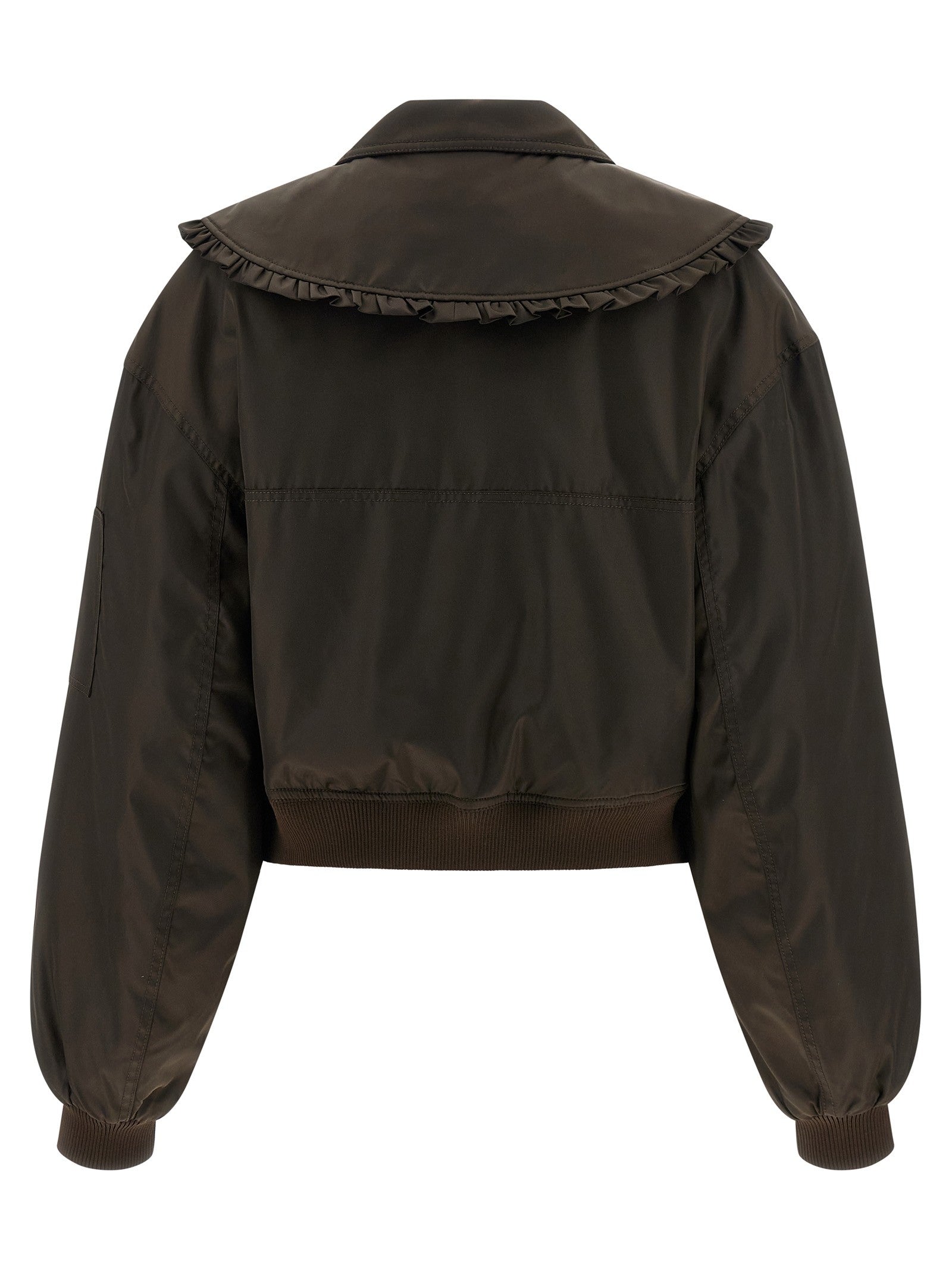 Ganni Duchesse Nylon Bomber Jacket Brown