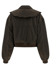 Ganni Duchesse Nylon Bomber Jacket Brown