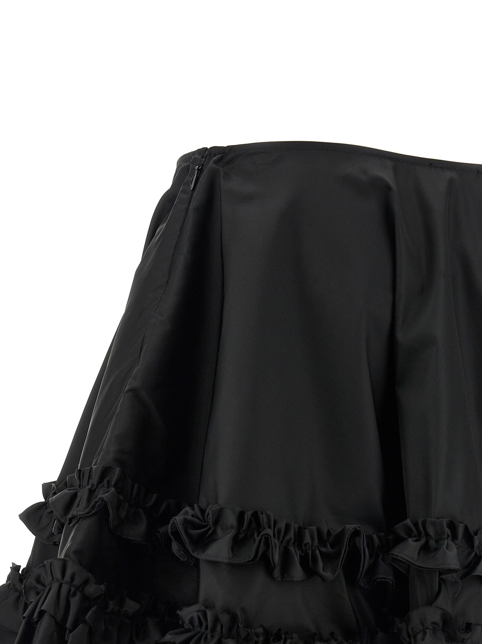 Ganni Duchesse Nylon Mini Frill Skirt Black
