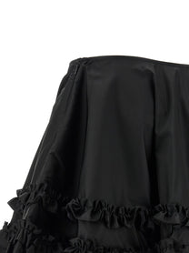 Ganni Duchesse Nylon Mini Frill Skirt Black