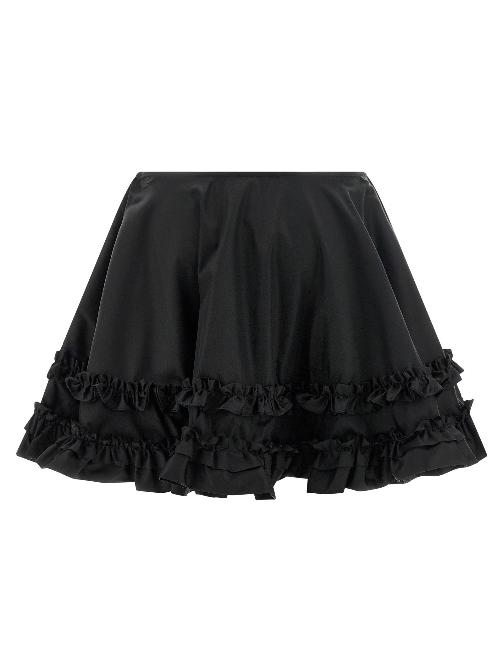 Ganni Duchesse Nylon Mini Frill Skirt Black