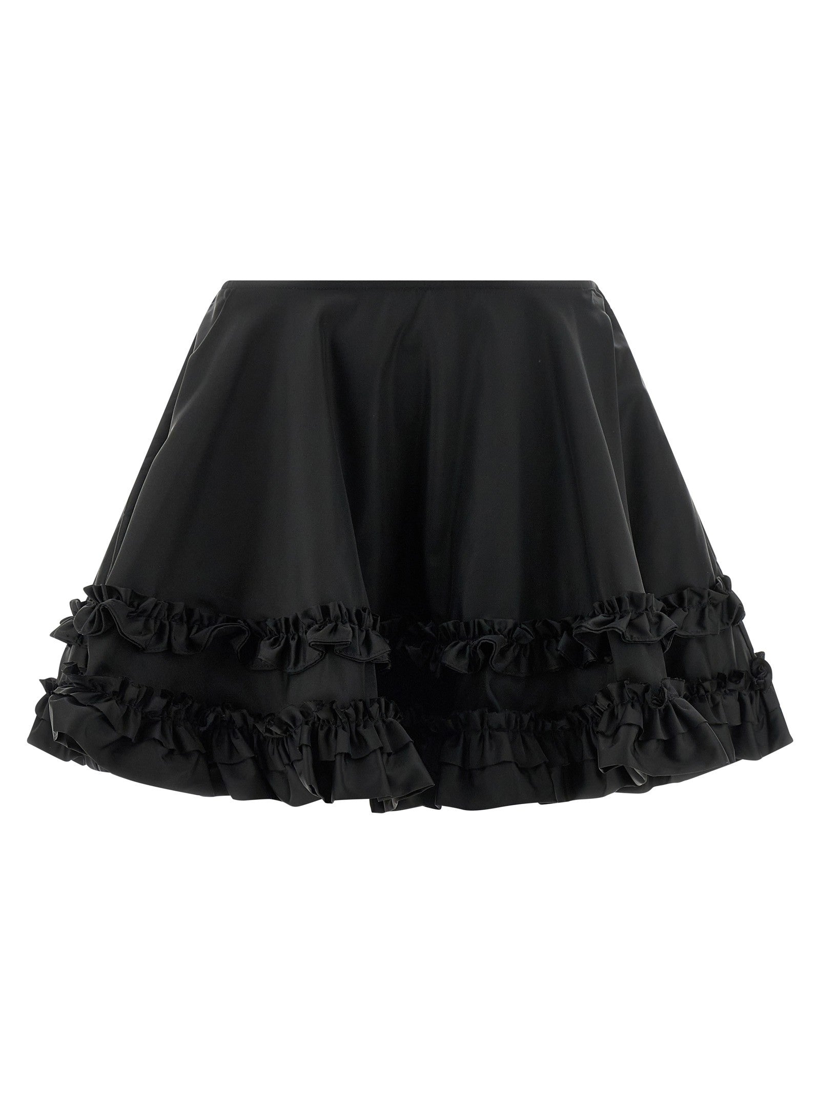 Ganni Duchesse Nylon Mini Frill Skirt Black