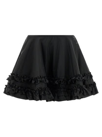 Ganni Duchesse Nylon Mini Frill Skirt Black
