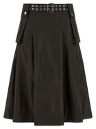 Ganni Duchesse Nylon Pleated Skirt Brown