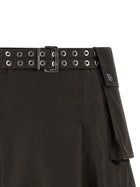 Ganni Duchesse Nylon Pleated Skirt Brown, view 3