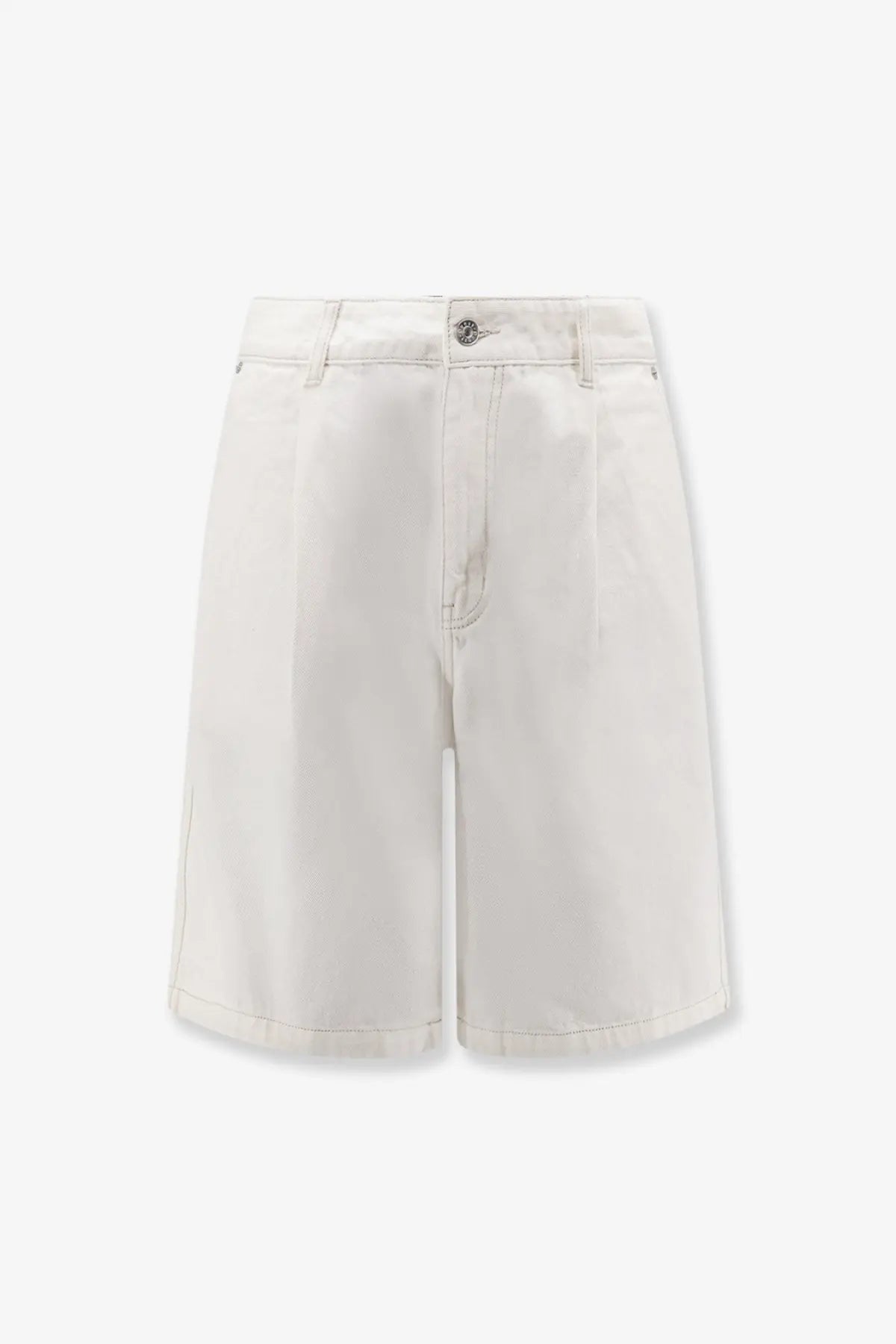 DUNST men’s cotton bermuda shorts in cream with high waist and minimalist stitching details