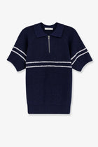 DUNST Men's Half Zip Cotton Blend Sweater Blue
