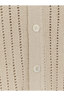 DUNST men’s beige knitted openwork cotton cardigan with textured ribbed pattern and two white buttons