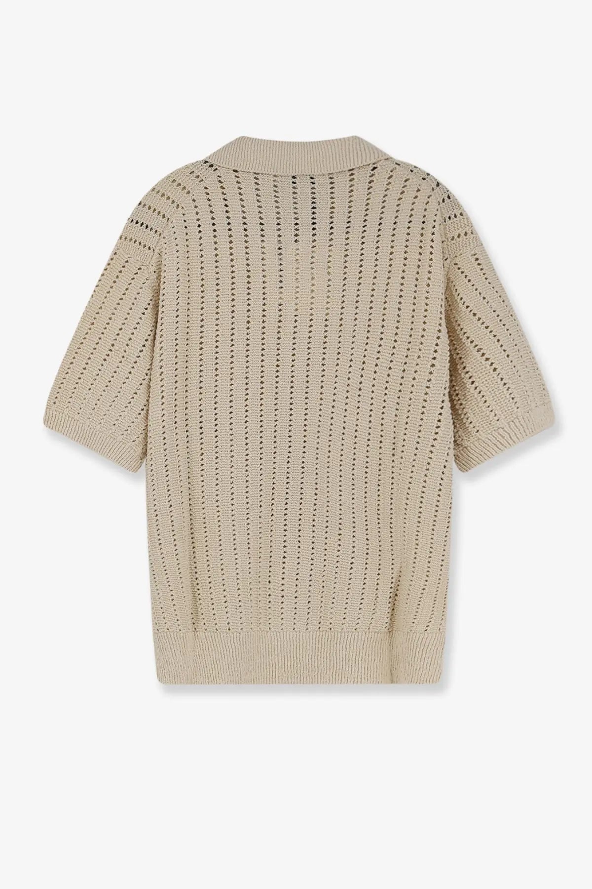 Beige dunst men’s openwork cotton cardigan with a textured pattern and short sleeves
