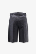 DUNST Men's Pleated Check Wool Blend Bermuda Shorts Grey, view 2