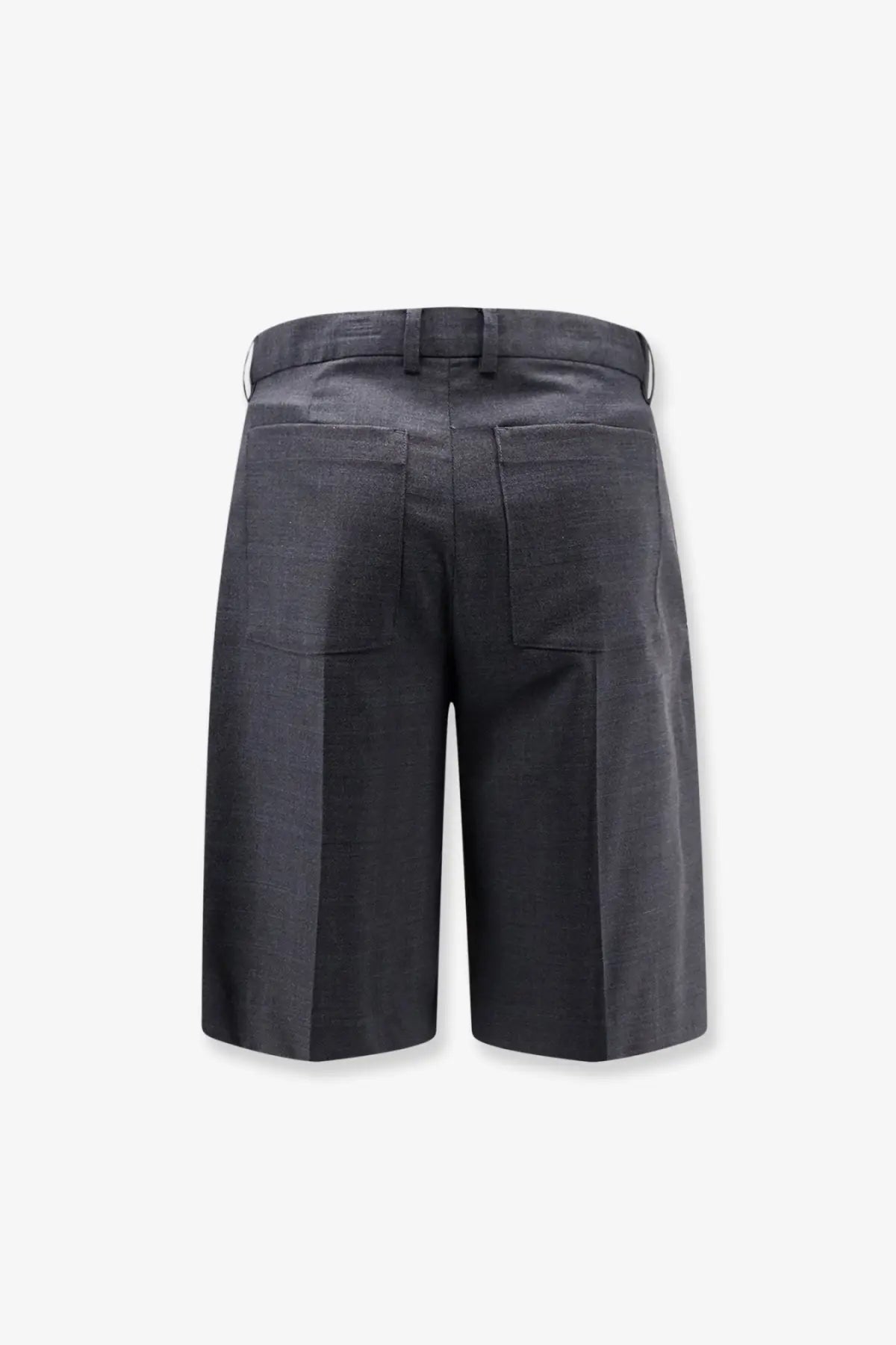 DUNST Men's Pleated Check Wool Blend Bermuda Shorts Grey, view 2