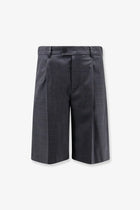 DUNST Men's Pleated Check Wool Blend Bermuda Shorts Grey
