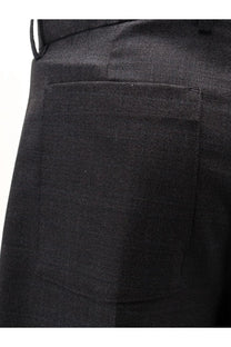 Dunst men’s black wool and silk bermuda shorts with dark gray textured trousers and subtle striped pattern front pocket