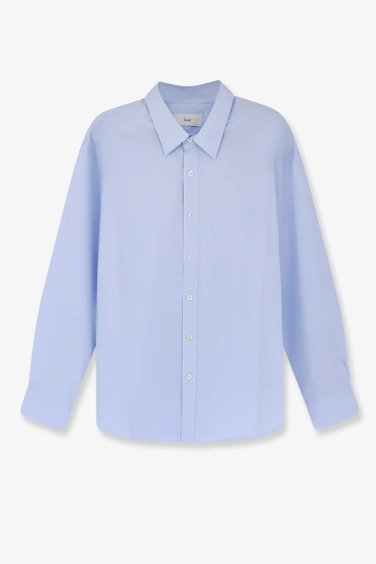 Dunst men’s unisex cotton shirt blue with light blue long sleeves classic collar and subtle stitching details