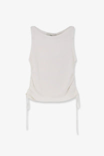 Dunst women’s layering knit top white off-white sleeveless relaxed fit with side ties soft material