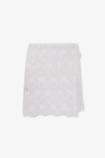Dunst women’s white lace skirt with delicate scalloped hem and subtle floral embroidery perfect for layering
