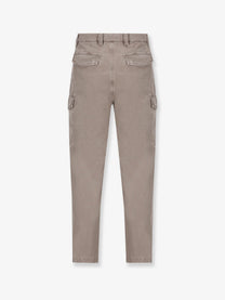 Brunello Cucinelli Men's Dyed Cotton Trousers Grey