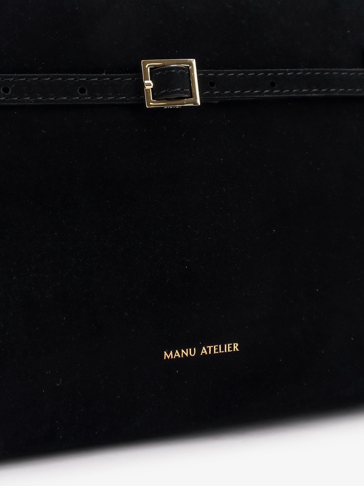 Manu Atelier Women's East West Le Cambon Suede Shoulder Bag Black