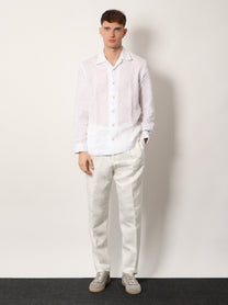 Brunello Cucinelli Men's Easy Fit Linen Shirt White