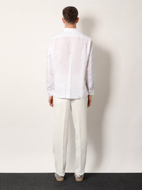 Brunello Cucinelli Men's Easy Fit Linen Shirt White