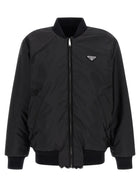 PRADA Eco Fur and Re Nylon Reversible Bomber Jacket Black, view 2