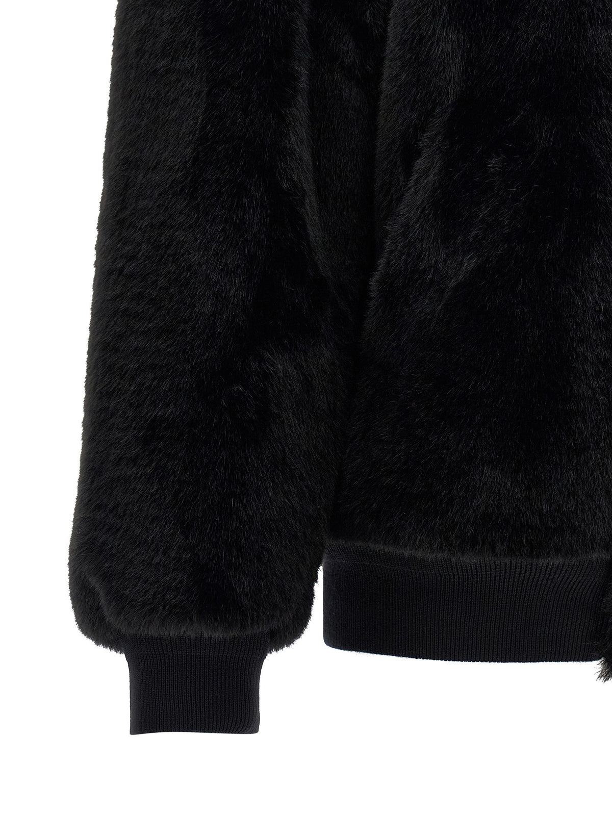 PRADA Eco Fur and Re Nylon Reversible Bomber Jacket Black, view 5