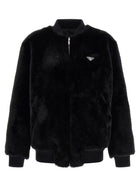 PRADA Eco Fur and Re Nylon Reversible Bomber Jacket Black