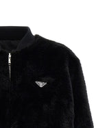 PRADA Eco Fur and Re Nylon Reversible Bomber Jacket Black, view 4