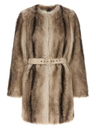 TWINSET Eco Fur Coat Brown