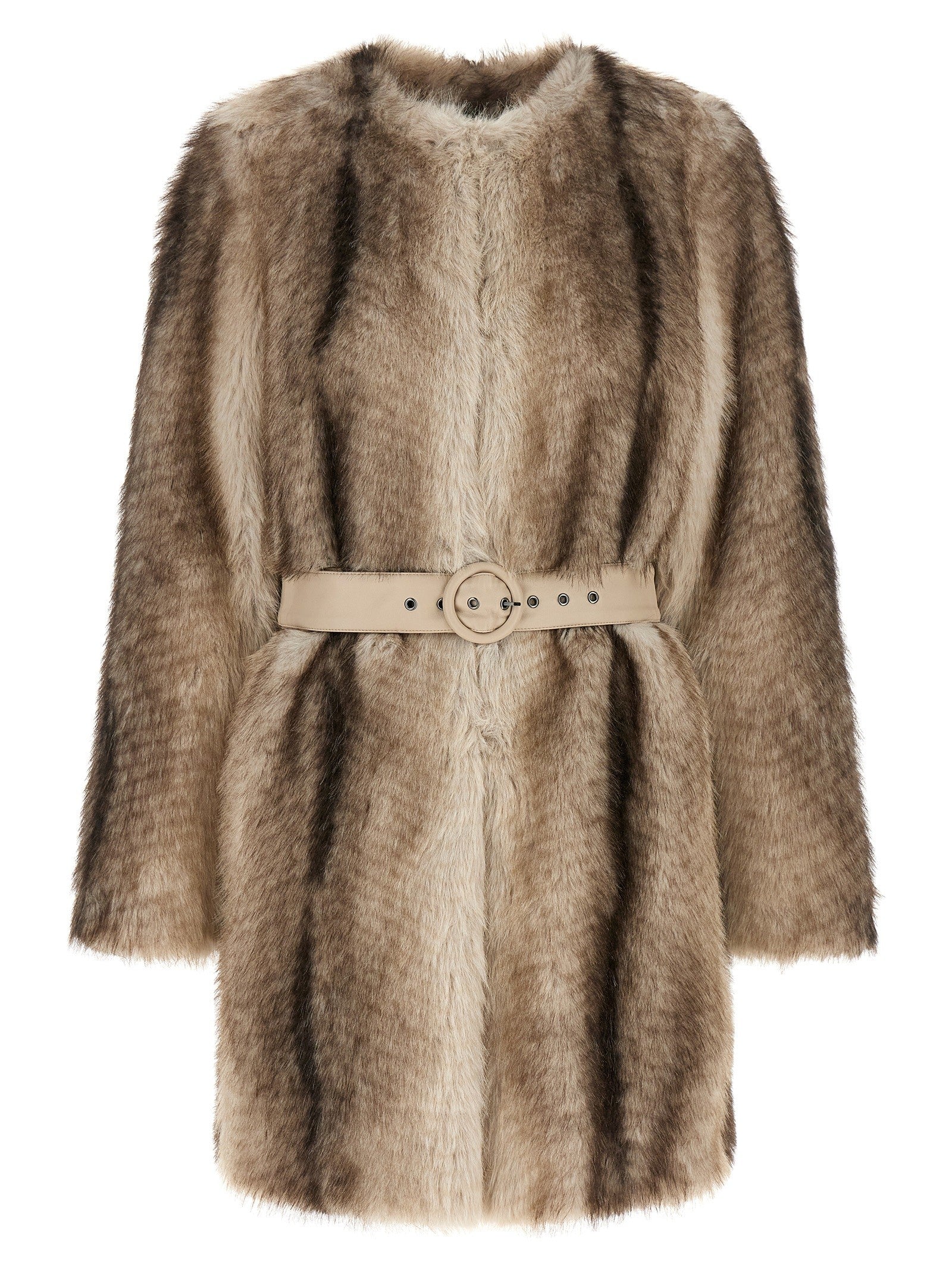 TWINSET Eco Fur Coat Brown