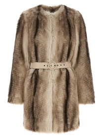 TWINSET Eco Fur Coat Brown