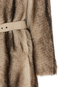 TWINSET Eco Fur Coat Brown