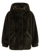LOU ANDREA Eco Fur Hooded Jacket Green