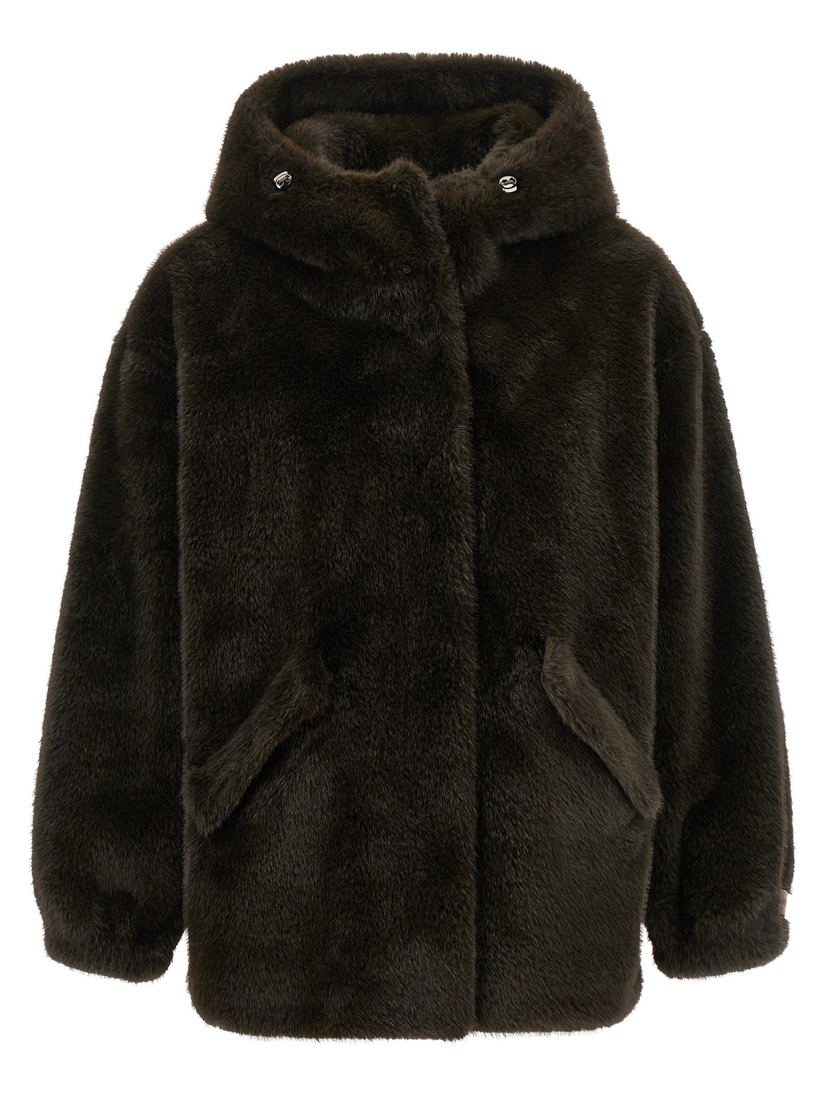 LOU ANDREA Eco Fur Hooded Jacket Green