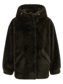 LOU ANDREA Eco Fur Hooded Jacket Green