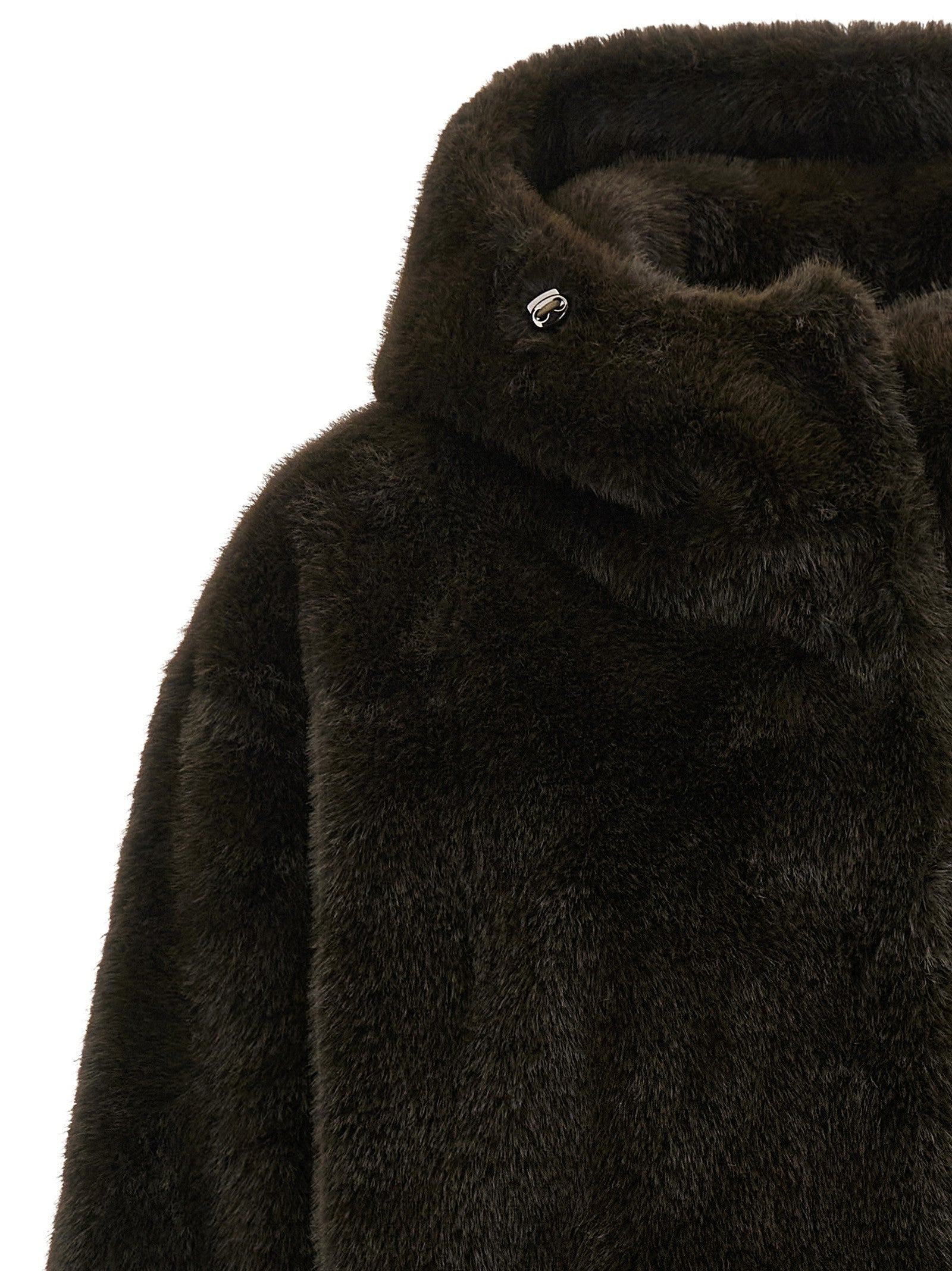 LOU ANDREA Eco Fur Hooded Jacket Green