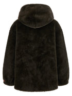 LOU ANDREA Eco Fur Hooded Jacket Green, view 2