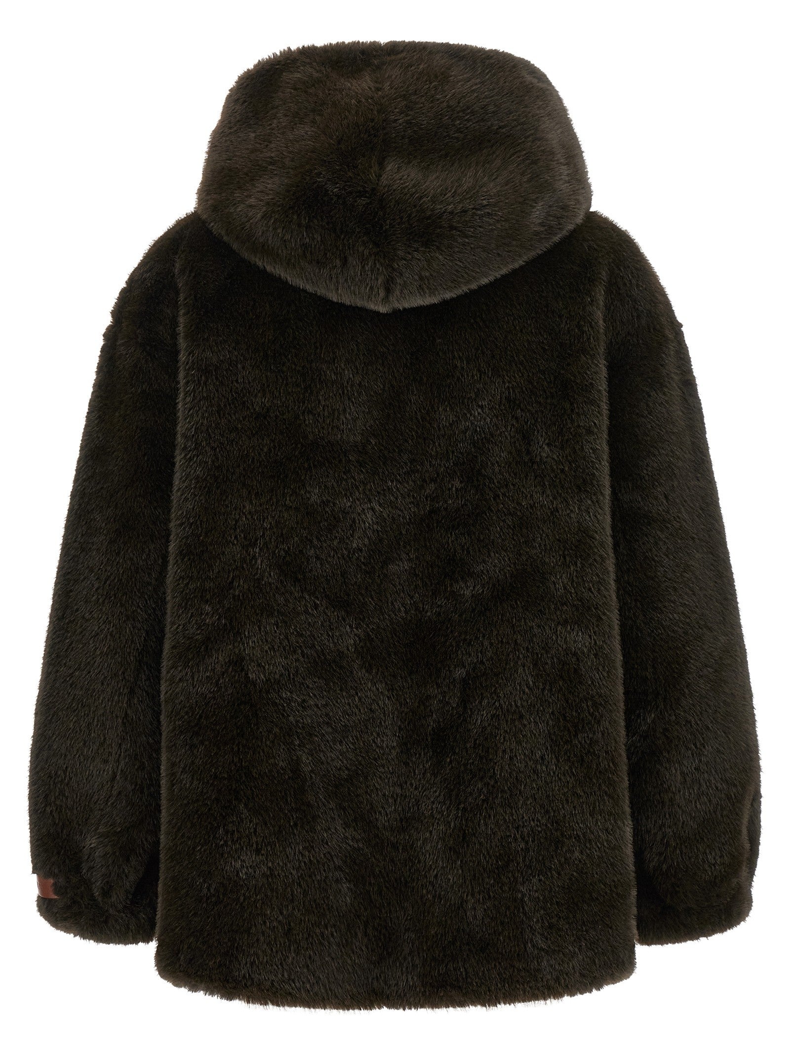 LOU ANDREA Eco Fur Hooded Jacket Green