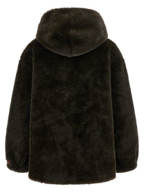 LOU ANDREA Eco Fur Hooded Jacket Green