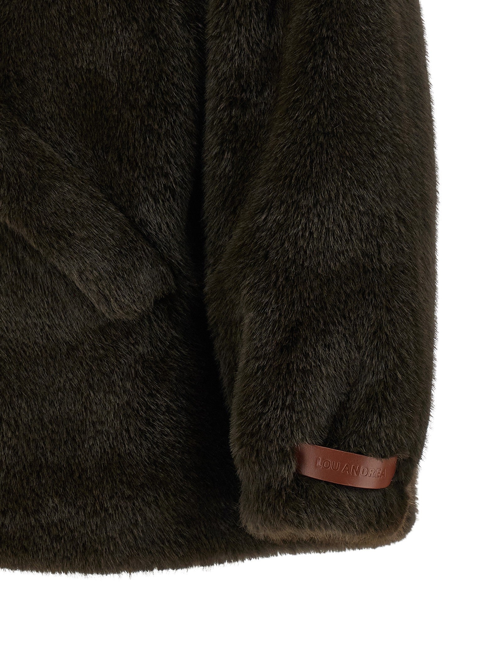 LOU ANDREA Eco Fur Hooded Jacket Green