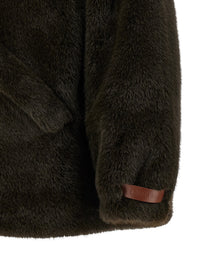 LOU ANDREA Eco Fur Hooded Jacket Green
