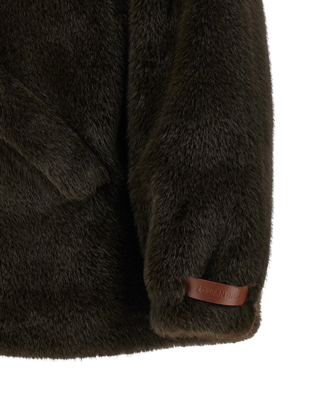 LOU ANDREA Eco Fur Hooded Jacket Green, view 4