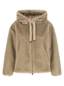 Herno Eco Fur Hooded Beige