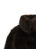 ROTATE Birger Christensen Eco Fur Short Jacket Brown, view 3