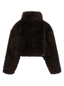 ROTATE Birger Christensen Eco Fur Short Jacket Brown