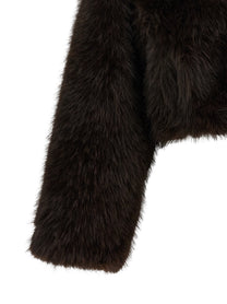 ROTATE Birger Christensen Eco Fur Short Jacket Brown